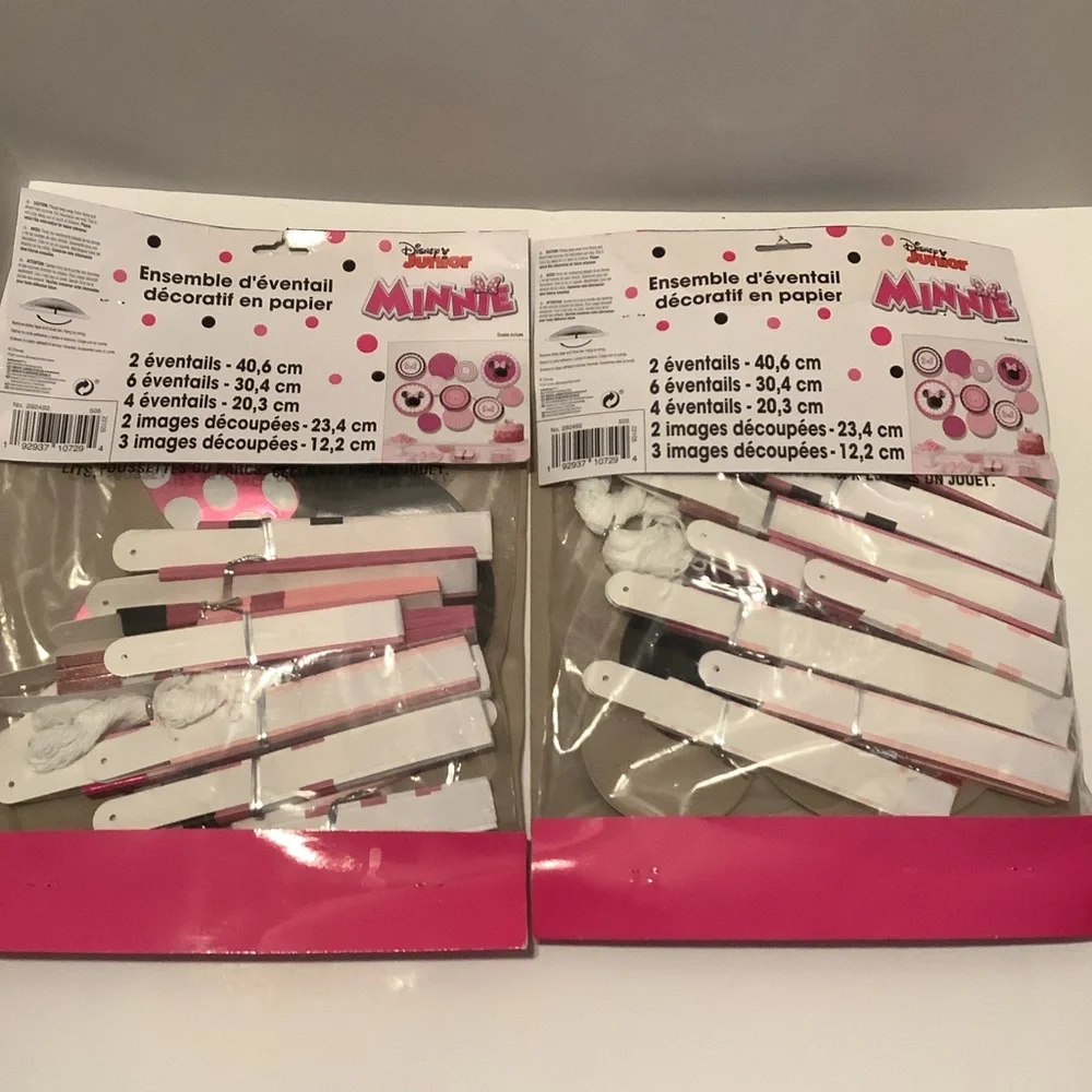 Disney Minnie Mouse Paper Fan Decorating‎ Kit - Pink and Black 2 PK